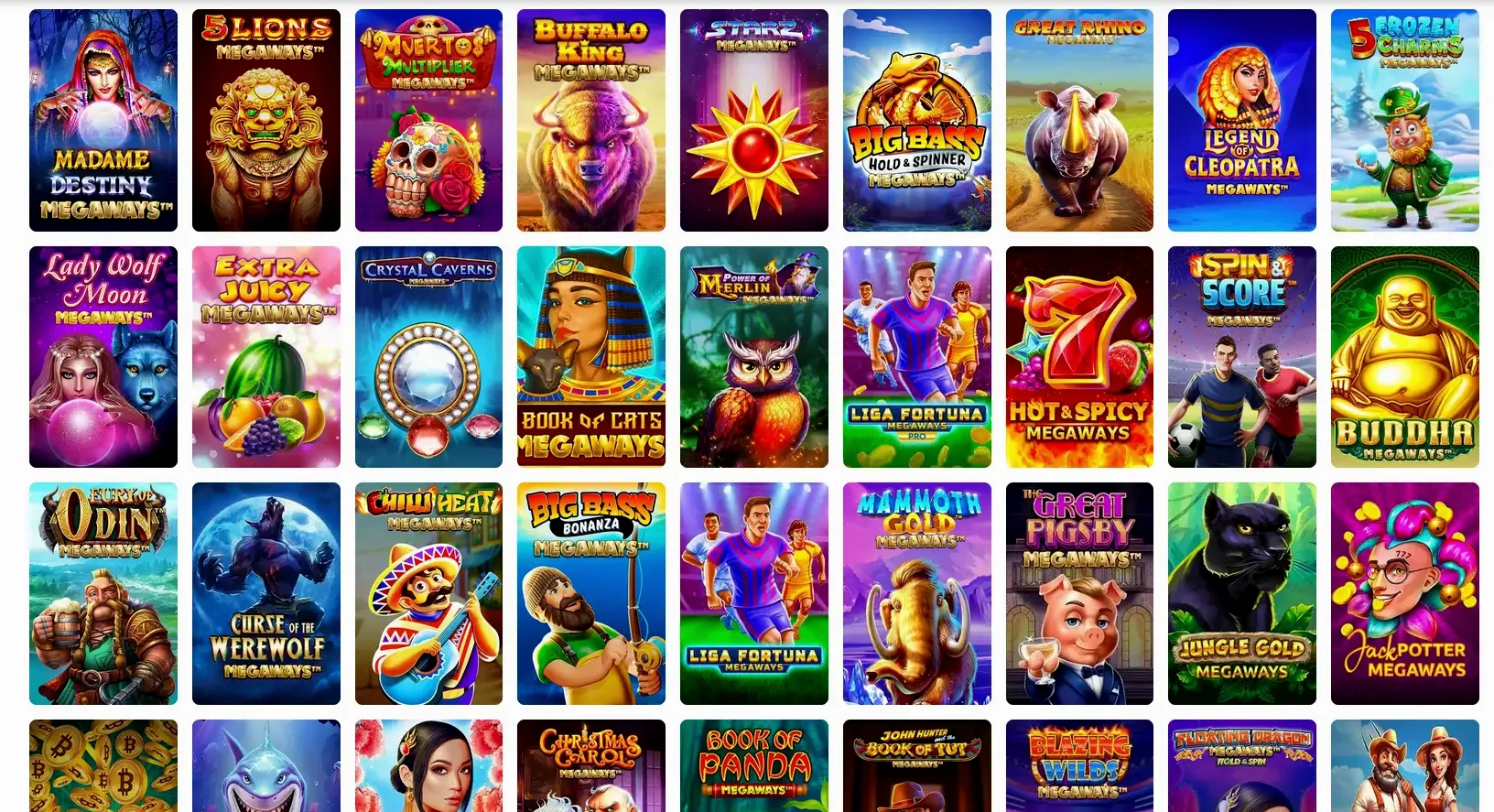 Overzicht van de Seven Casino spelbibliotheek met populaire slots en live casino spellen